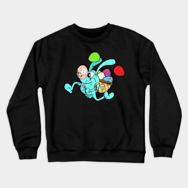 Retro Vintage Grunge Easter Bunny Crewneck Sweatshirt by happyeasterbunny